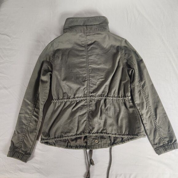 Old Navy Womens Utility Military Style Jacket Green Small Cotton Drawstring - Picture 5 of 10